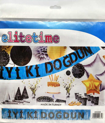 İyiki Doğdun Banner Püsküllü Metalize Mavi P1-50